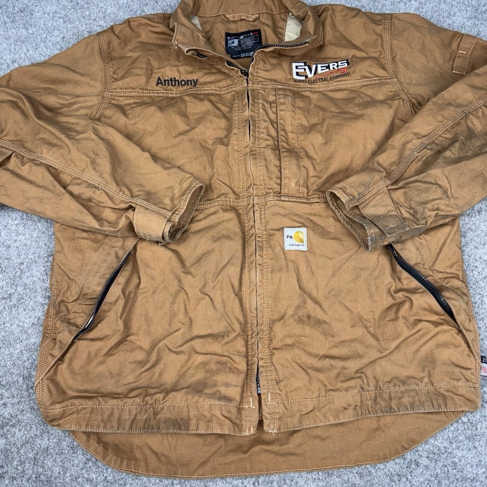 Carhartt FR Flame Resistant Jacket Mens Medium‎ Brown CAT 2 Work Canvas Relaxed